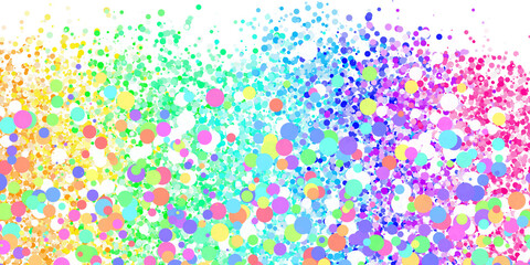 Borde decorativo en tonos del arco iris, colores suaves, tonos pastel. Superposición digital con confetti para decorar fotografías de cumpleaños, baby shower, papelería creativa, y proyectos de diseño