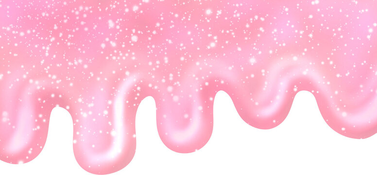 Helado color de rosa con brillos y purpurina que est&aacute; goteando. Borde digital decorativo para invitaciones, fotograf&iacute;as, papeler&iacute;a creativa y proyectos de dise&ntilde;o gr&aacute;fico. 12 pulgadas de largo.