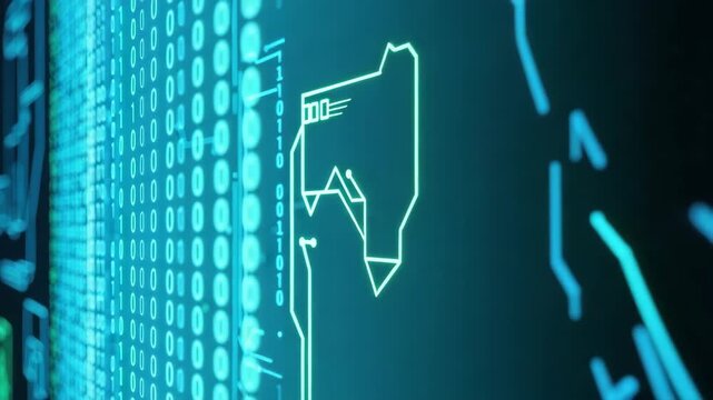 Abstract digital display with binary code and circuitry