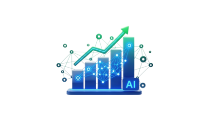 3D Icon Business Forecasting Tool with Predictive AI Algorithms 
