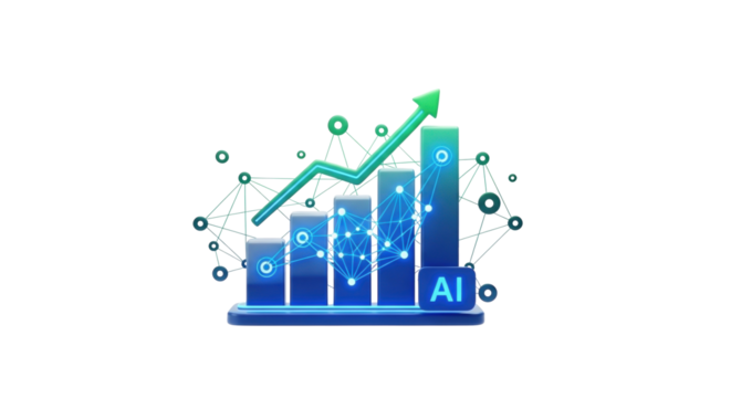 3D Icon Business Forecasting Tool with Predictive AI Algorithms 