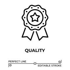Vector line icon related to quality concept. Perfect Line. Editable Stroke.