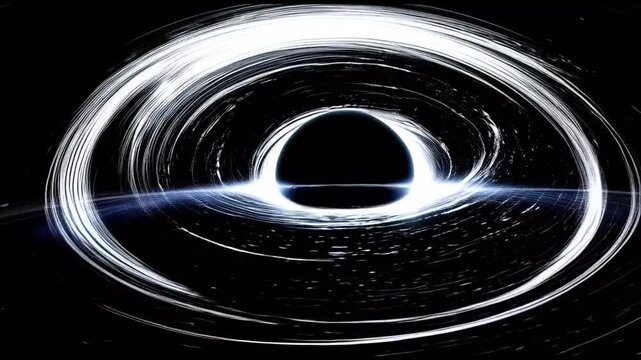 Visually striking digital illustration of a glowing black hole's event horizon in deep space