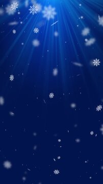Blue Christmas Background with Snowfall and Snowflakes