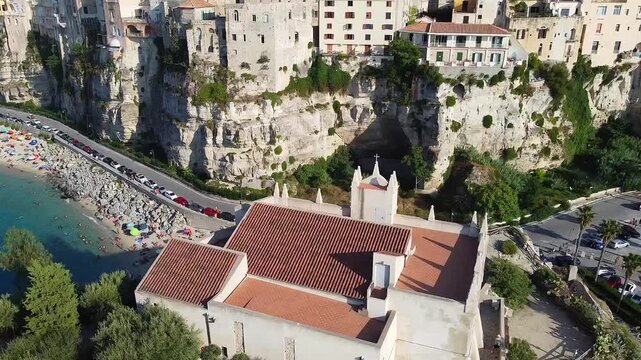 Scenic View of Santa Maria dell'Isola Sanctuary in Tropea, Italy