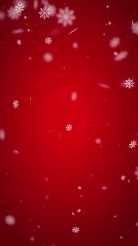 Elegant Red Christmas Background with Snowfall and Snowflakes