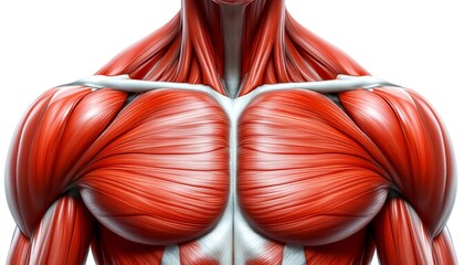 Human Upper Torso Muscle Anatomy 3D Render