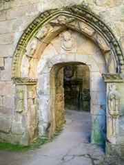 Fototapeta premium Stone carved portal of the Santo Domingo Church ruins, Pontevedra