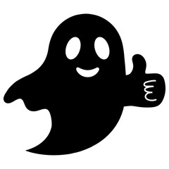 Fototapeta premium Friendly Black Ghost Silhouette Giving Thumbs Up Vector Illustration