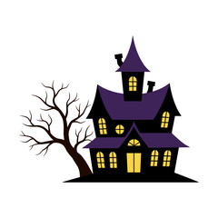 vector illustration of a spooky haunted house