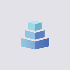 Obraz premium Abstract Blue Gradient Stacked Cubes Representing Hierarchy