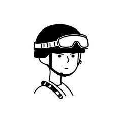 Obraz premium Soldier. Soldier simple black and white line art vector logo