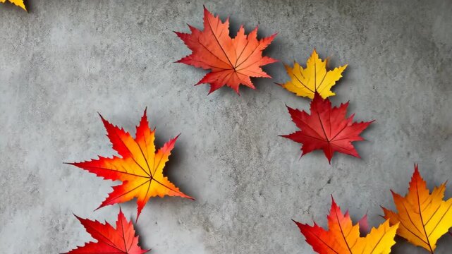 Autumn's Colorful Canopy: A vivid display of fall foliage, showcasing the vibrant reds, oranges, and yellows of autumn leaves against a textured backdrop, evoking the season's cozy embrace.