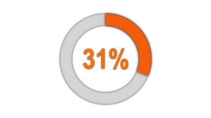 Pie chart animated video with 31 percent element white background . Statistics Business and finance theme Visual Data Representation for Finance, Sales, Statistics, Diagram. Motion Graphics Animated