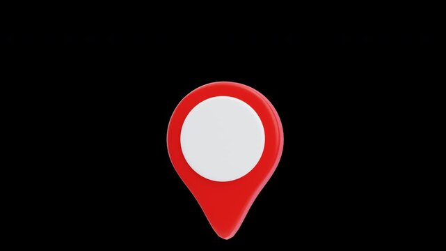 3D red map pin location icon animation