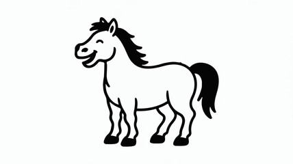 Obraz premium Joyful cartoon horse standing happily against a white background