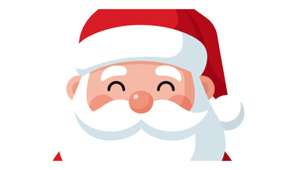 Cute Santa Claus Face Icon. Happy Christmas Character Head Avatar. Vector Flat Illustration.