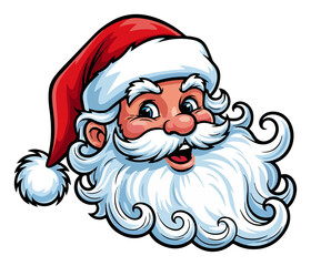 Happy Santa Claus Head Mascot. Detailed Christmas Cartoon Vector Illustration.