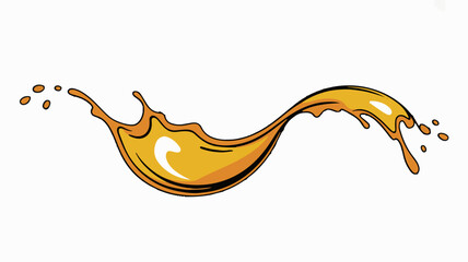 Dynamic splash of golden liquid, abstract wavy shape with droplets, perfect for beverage or energy concepts.