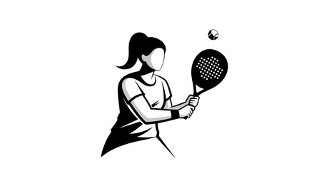 Woman Padel Player Silhouette Active Sport Illustration for Design and Branding