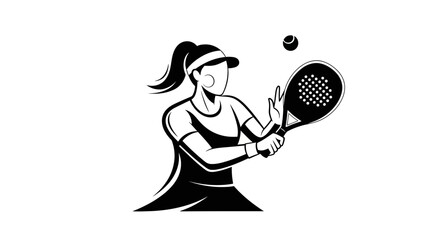 Woman playing padel tennis with racket and ball, sports and recreation concept, vector illustration