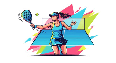 Energetic Padel Player Illustration - Serve Up Fun and Style