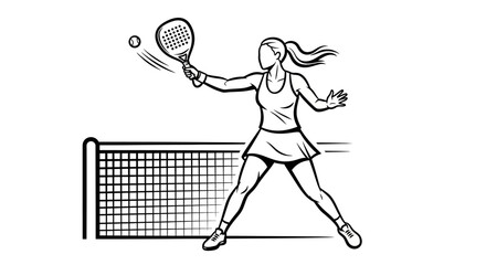 Female padel player hitting ball with racket