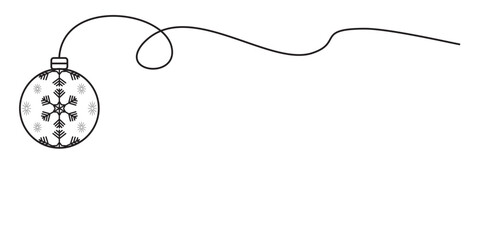 Christmas ball vector line art. Christmas ball with snowflakes