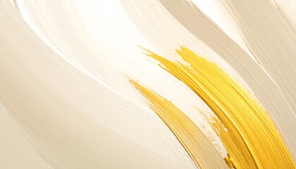 Abstract Golden Brush Strokes on Beige Background