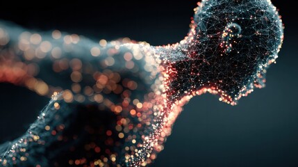 Futuristic Digital Human Profile of a Man with Glowing Data Particles and Network Connections in a Cyber World Concept for Technology and Innovation Visual