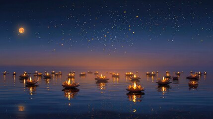 The Serenity of Chiang Mai Lantern Festival at Dusk