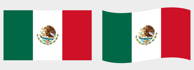 Mexico flag wave and flat vector Illustration Vector flag © Roman