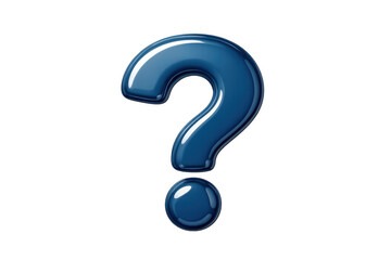 Question mark symbol icon 3d rendering blue glossy punctuation, asking a question, finding answers, solving problems