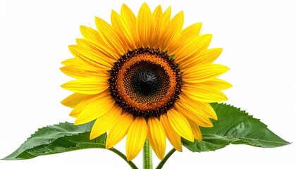 Obraz premium Sunflower blossom close-up on white for a summer or spring nature background