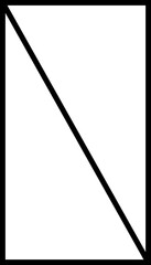 A thick and vertical grid layout with a diagonal line dividing a rectangle into two triangles for Instagram stories.