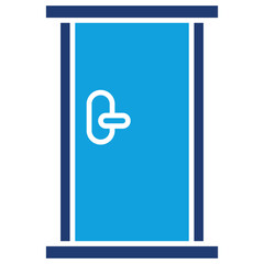 Hotel Room Door Flat Blue Icon