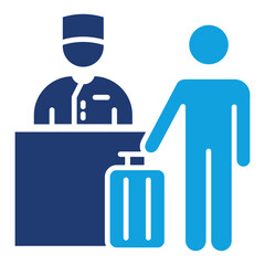 Hotel Receptionist Flat Blue Icon