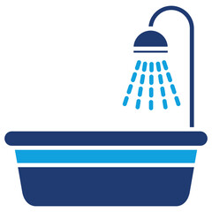 Bathroom Flat Blue Icon