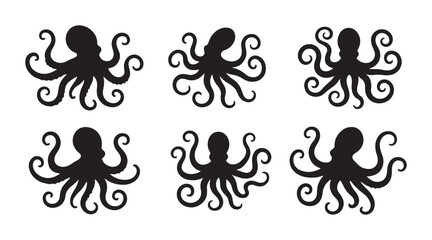 Charming octopus silhouette pattern great for nautical themed designs, fabric prints, or creative ocean life projects, bring a bit of the sea to your next craft © brudaler46