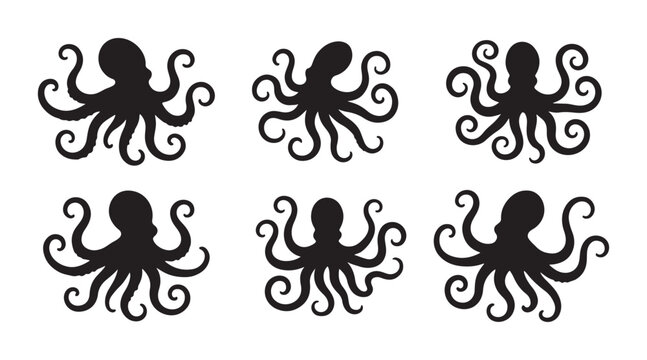 Charming octopus silhouette pattern great for nautical themed designs, fabric prints, or creative ocean life projects, bring a bit of the sea to your next craft