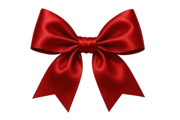 Fototapeta premium Red satin ribbon bow knot for gift wrapping, christmas decoration, sales, anniversary, birthday, valentine's day, shopping, holiday