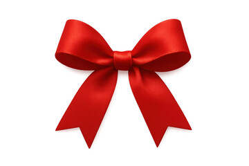 Fototapeta premium Red satin ribbon bow for gift wrapping, holiday celebration, birthday decoration, or luxurious present packaging