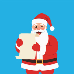 Santa Claus Reading a Christmas List or Scroll