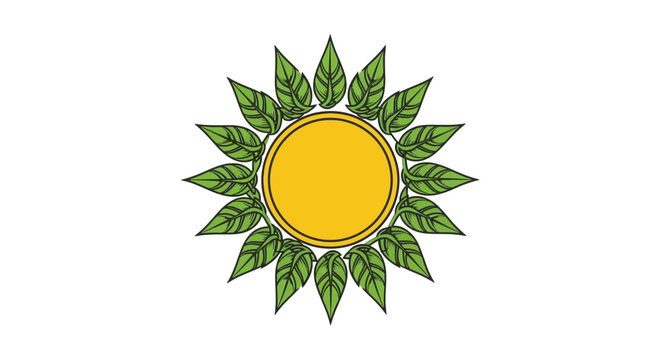 Green leaves circle emblem organic design element for natural products ideal for eco-friendly branding wellness blogs promoting sustainability and environmental awareness.