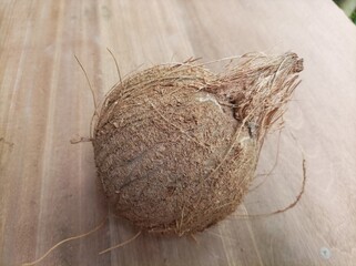 coconut on a wooden table