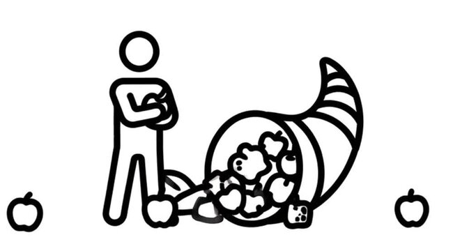 Cornucopia Bounty: Line Art Illustration of Harvest Abundance