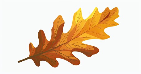 Obraz premium Golden oak leaf illustration, autumn themed decoration, isolated on white backdrop