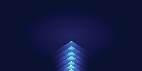 Obraz premium Abstract blue background with glowing arrows pointing upwards, representing progress and growth.