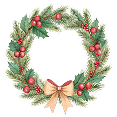 Hand-Drawn Christmas Wreath &ndash; Festive Holiday Garland PNG