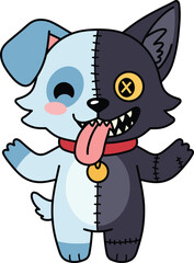 Cute and Creepy Stitched Puppy Character
